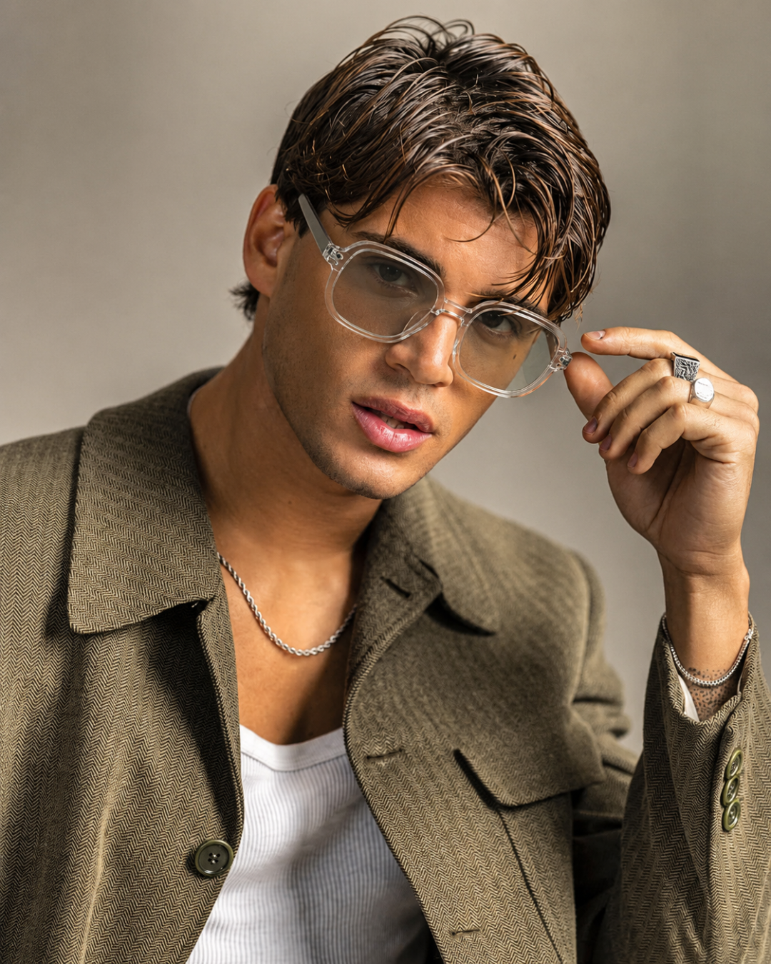Crystal Clear Square Frame Eyeglasses