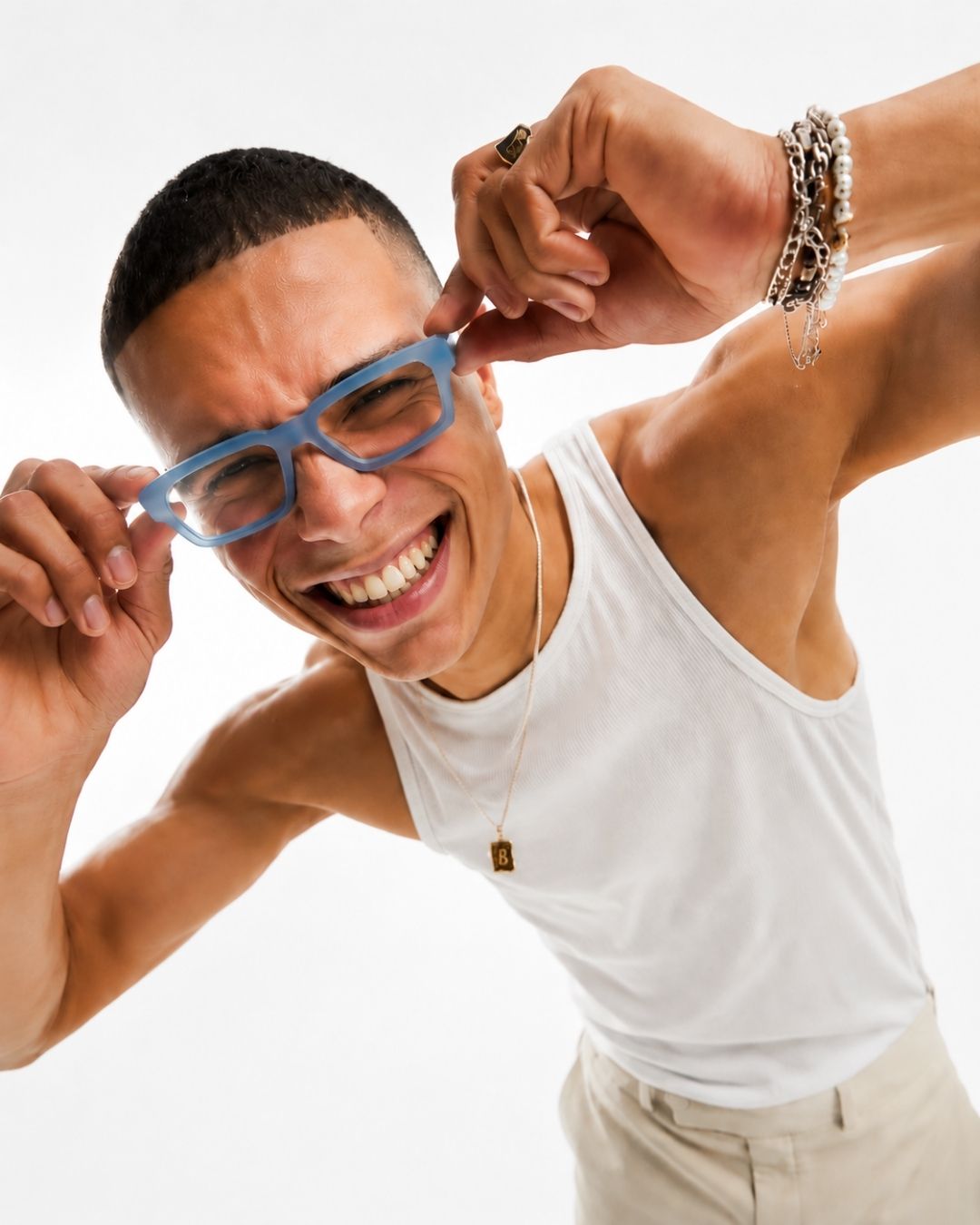 Aero Blue Square Frame Glasses