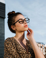 Black Hexa Edge Frame Glasses
