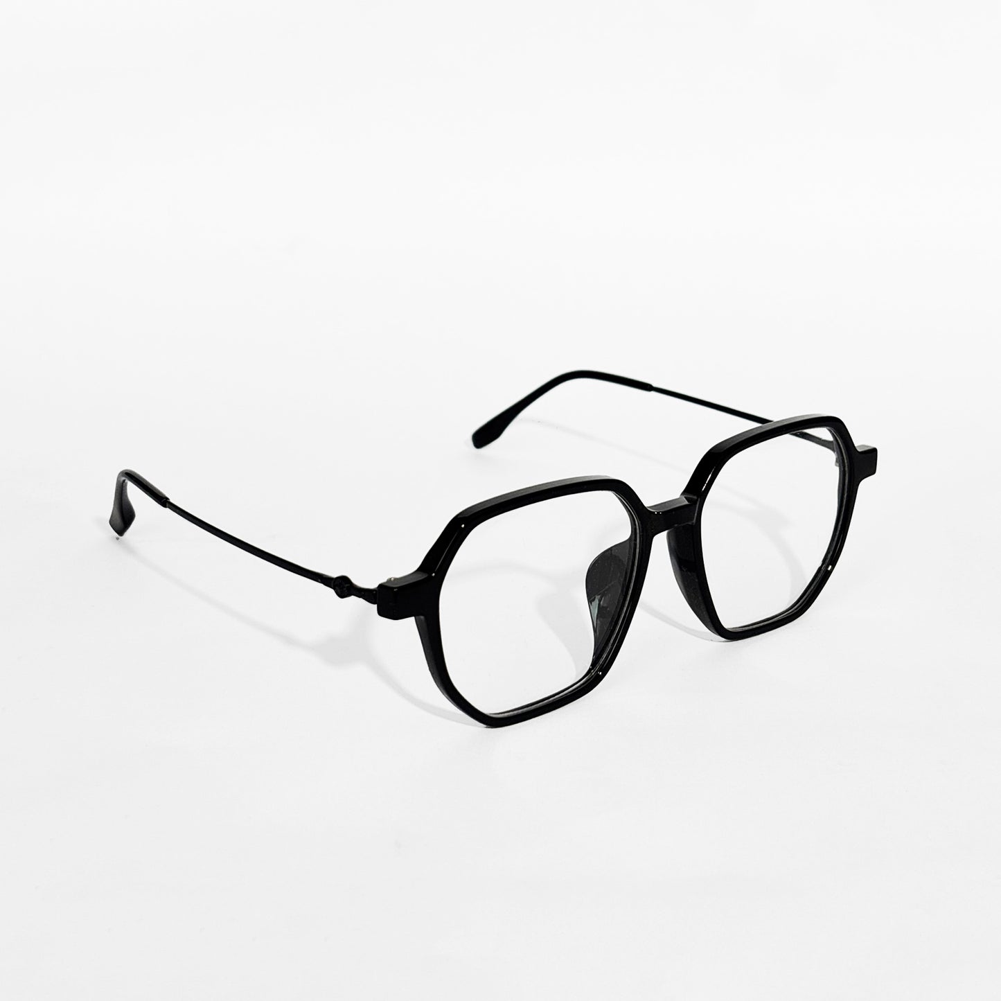 Black Hexa Edge Frame Glasses