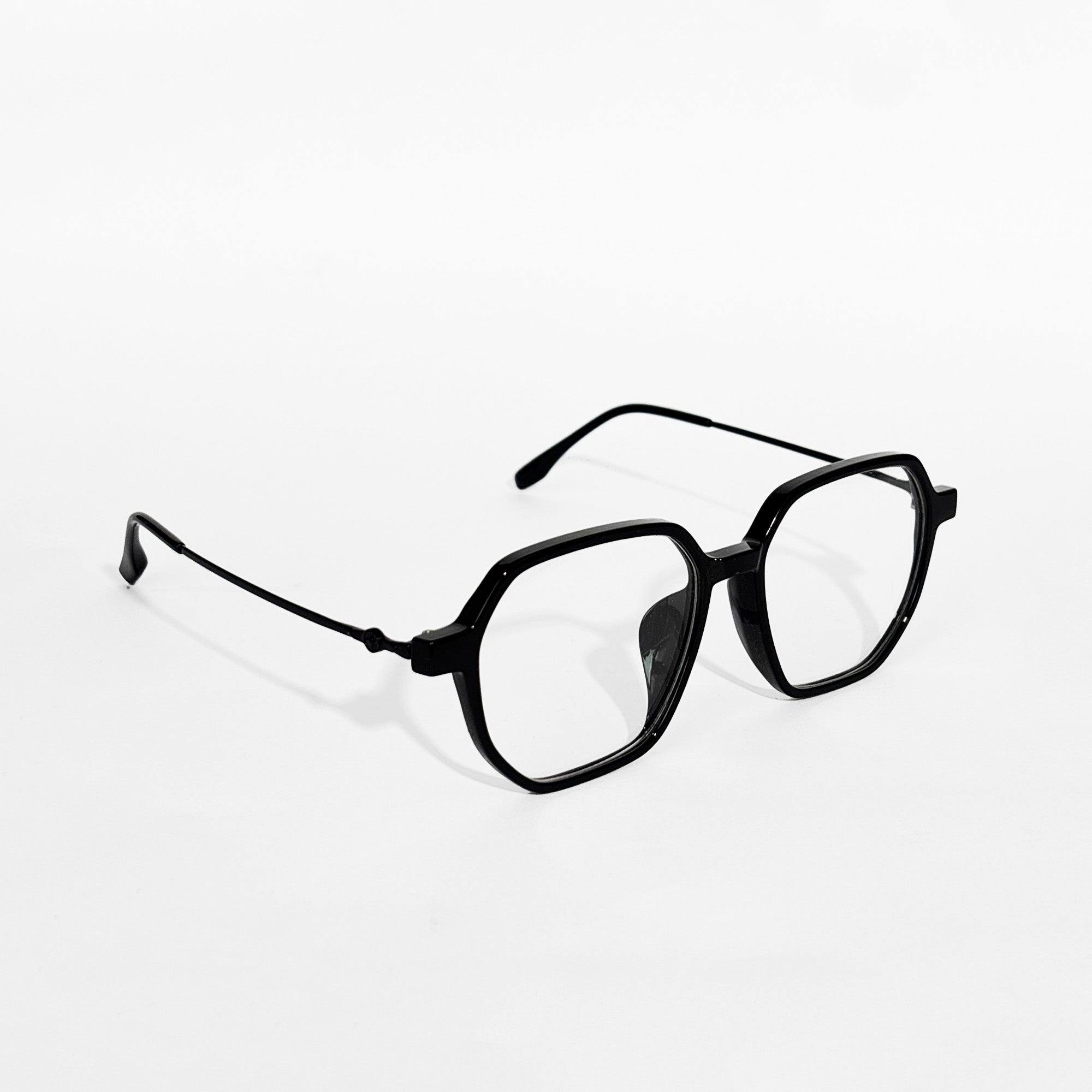 Black Hexa Edge Frame Glasses