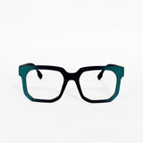 Black & Teal Bold Square Frame Glasses