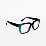 Black & Teal Bold Square Frame Glasses