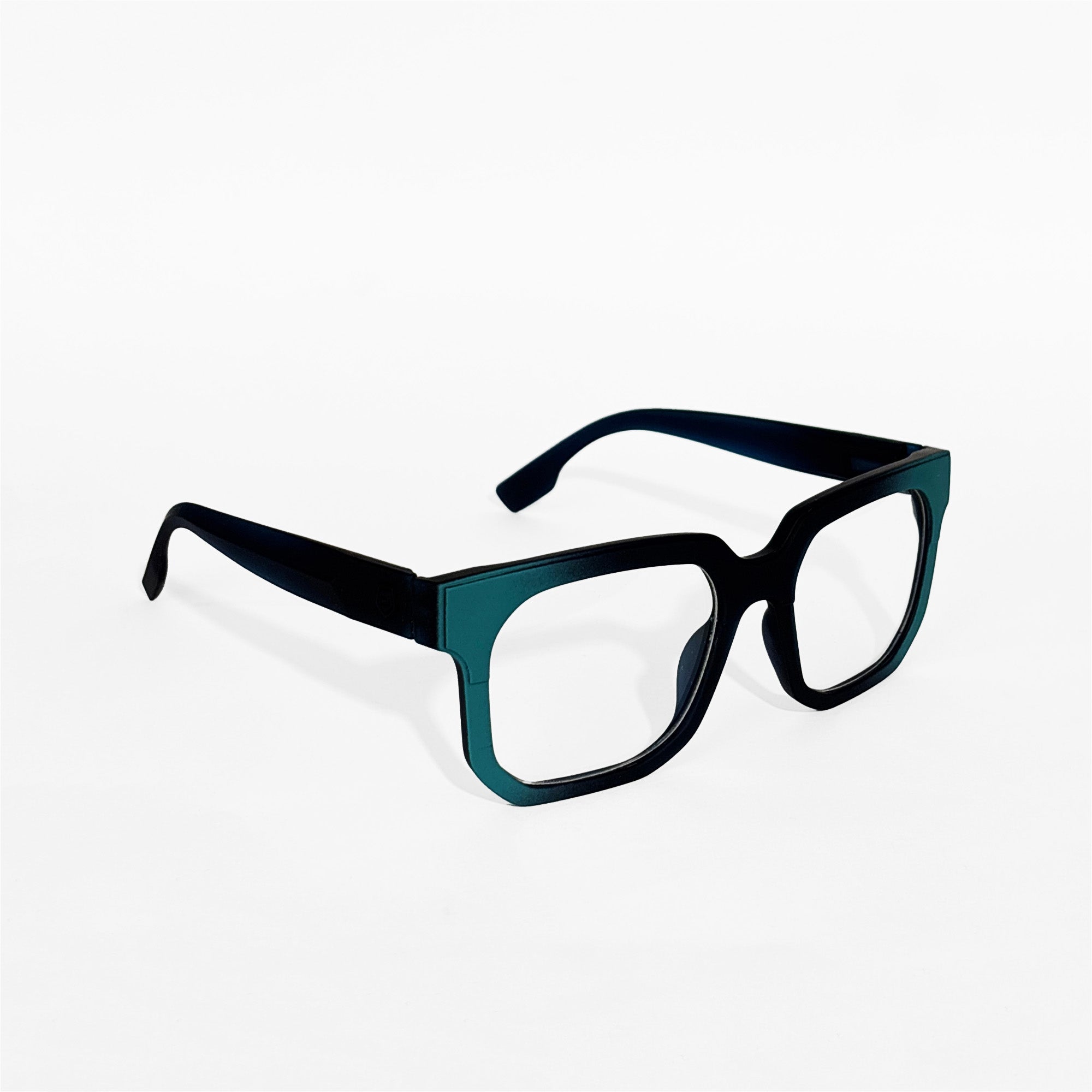 Black & Teal Bold Square Frame Glasses
