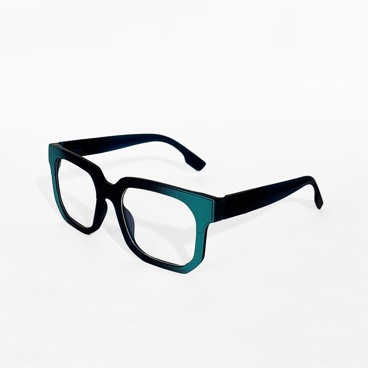 Black & Teal Bold Square Frame Glasses
