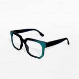 Black & Teal Bold Square Frame Glasses