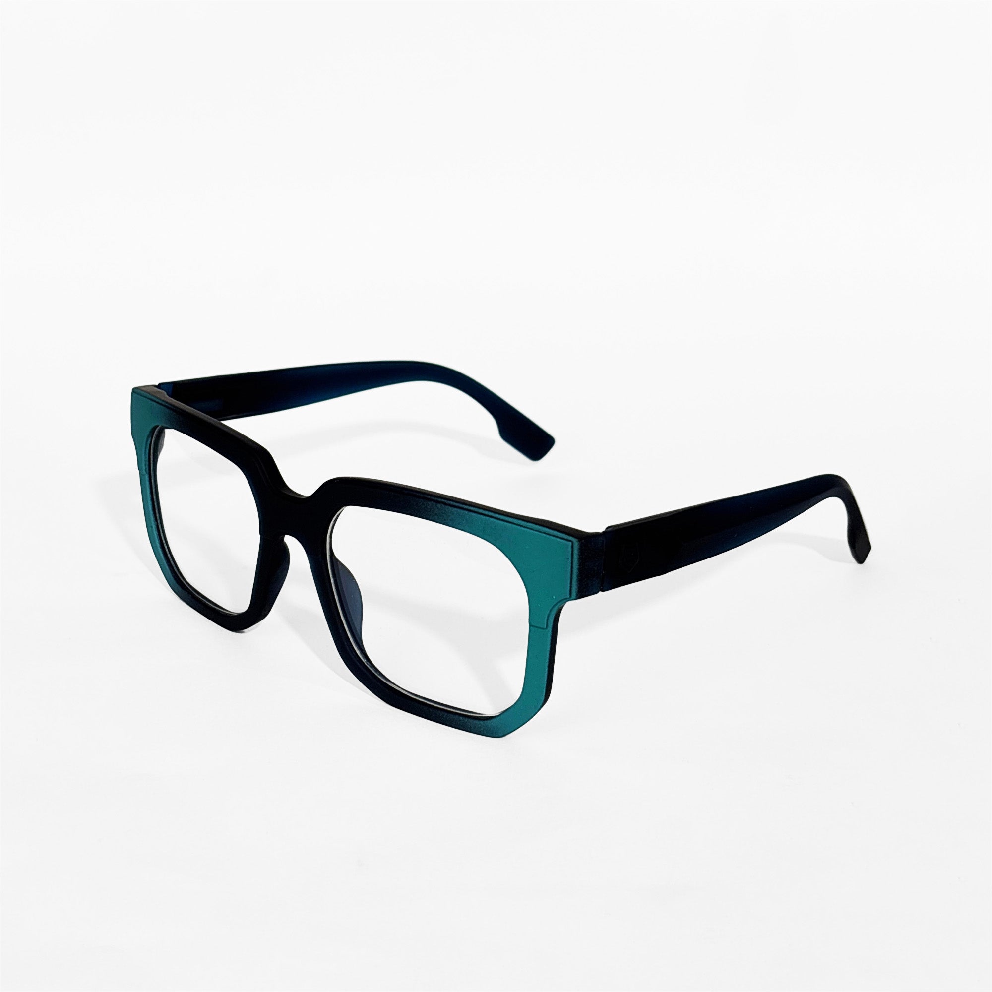 Black & Teal Bold Square Frame Glasses