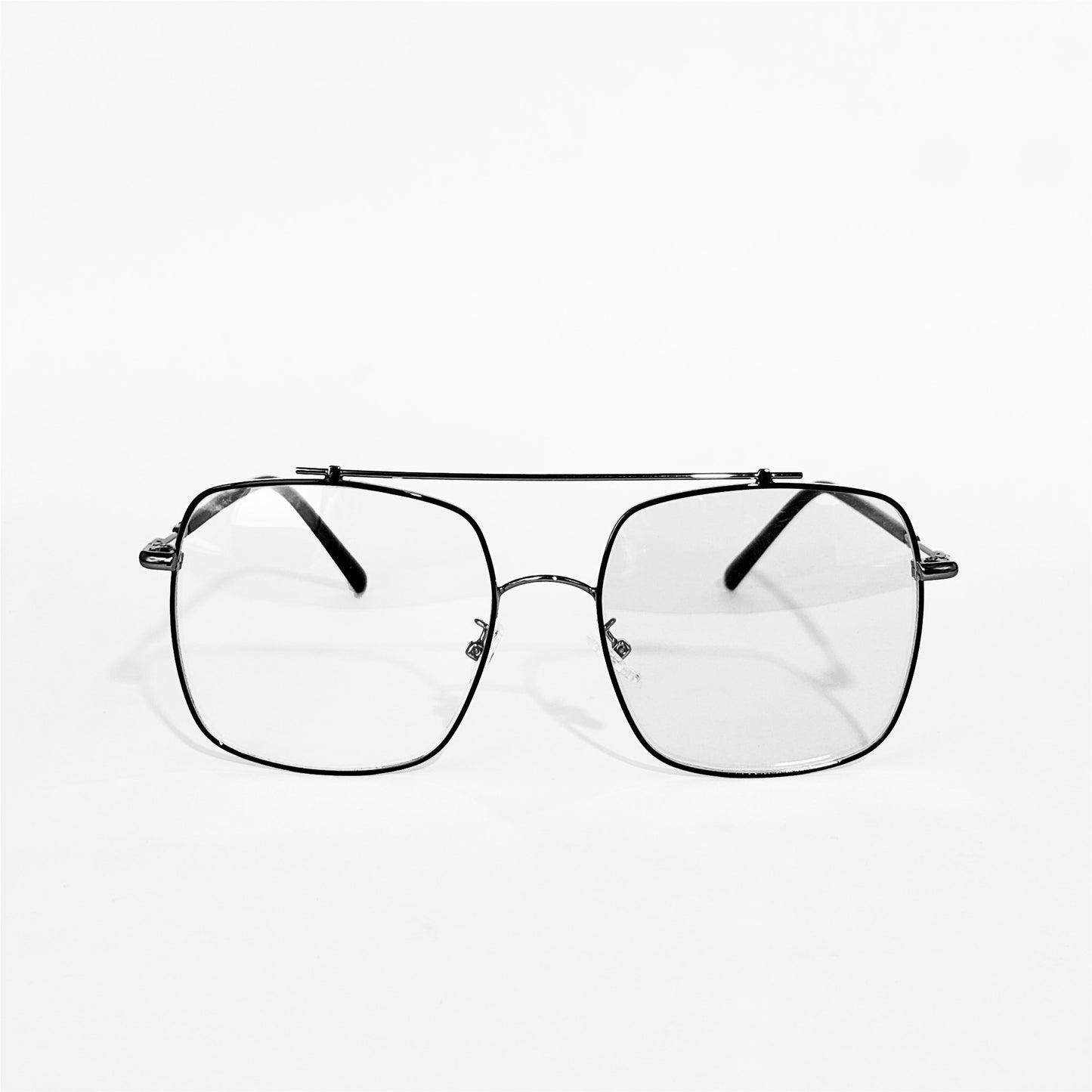 Slim Black Metal Rimless Square Glasses