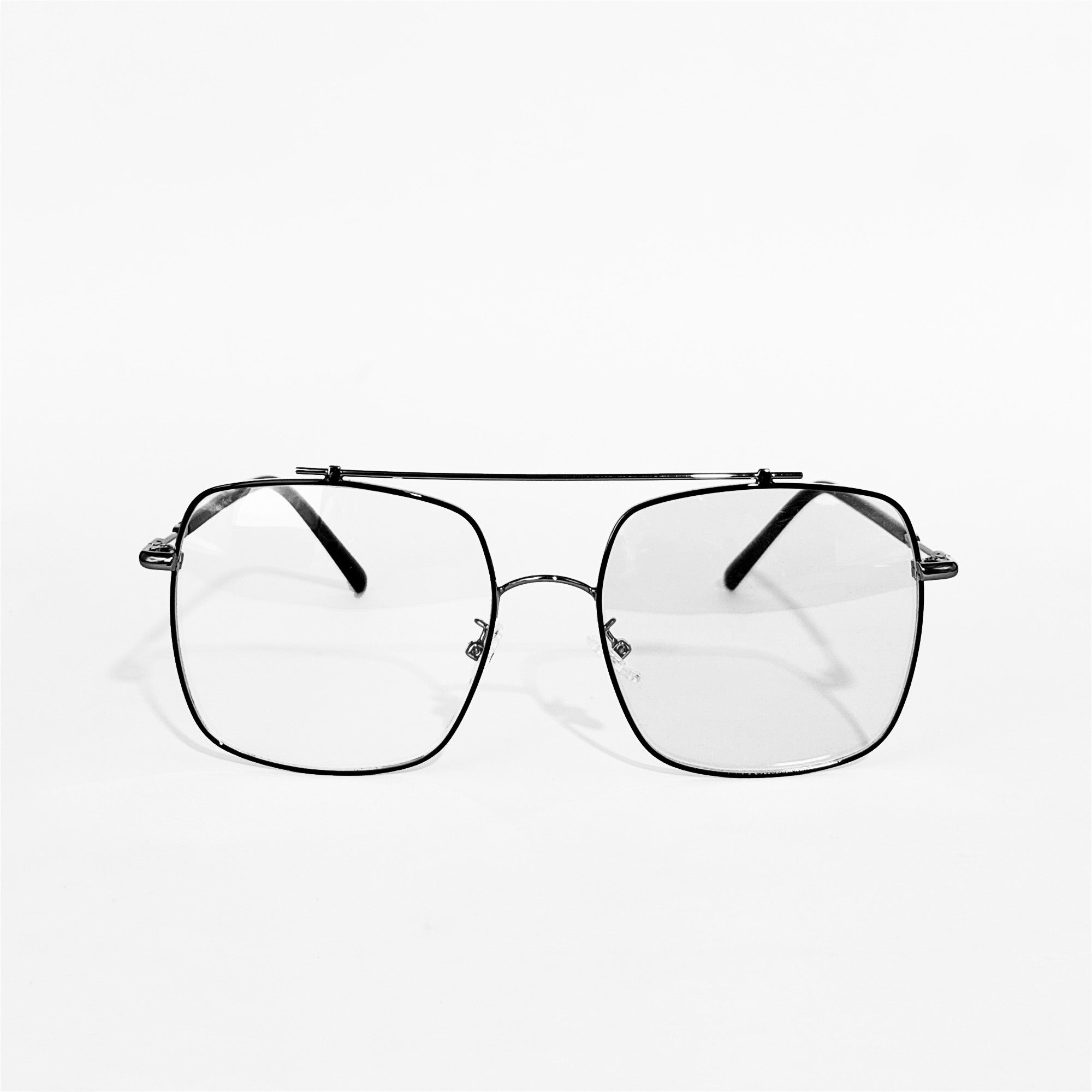 Slim Black Metal Rimless Square Glasses