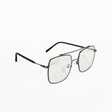 Slim Black Metal Rimless Square Glasses