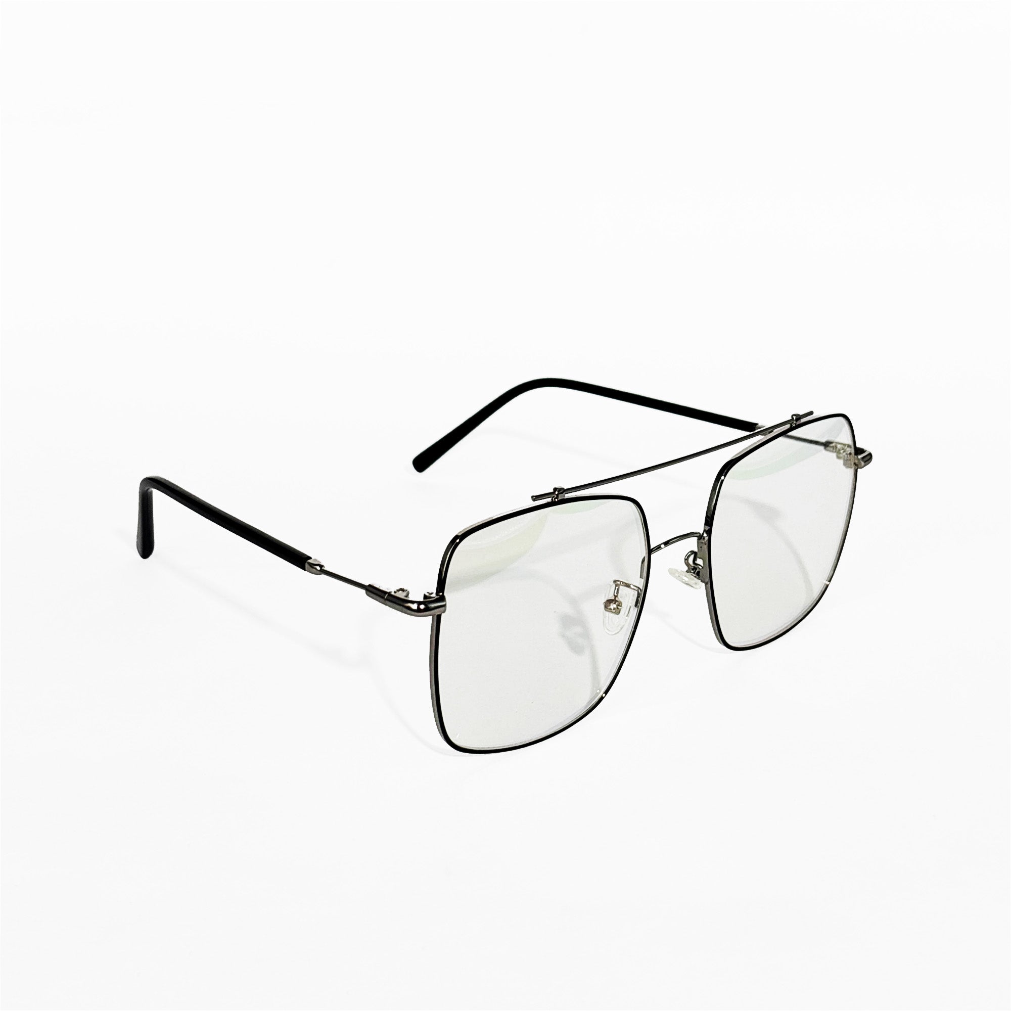 Slim Black Metal Rimless Square Glasses