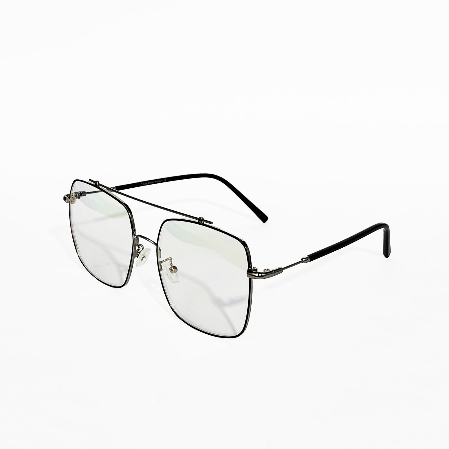 Slim Black Metal Rimless Square Glasses
