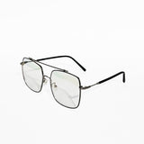 Slim Black Metal Rimless Square Glasses
