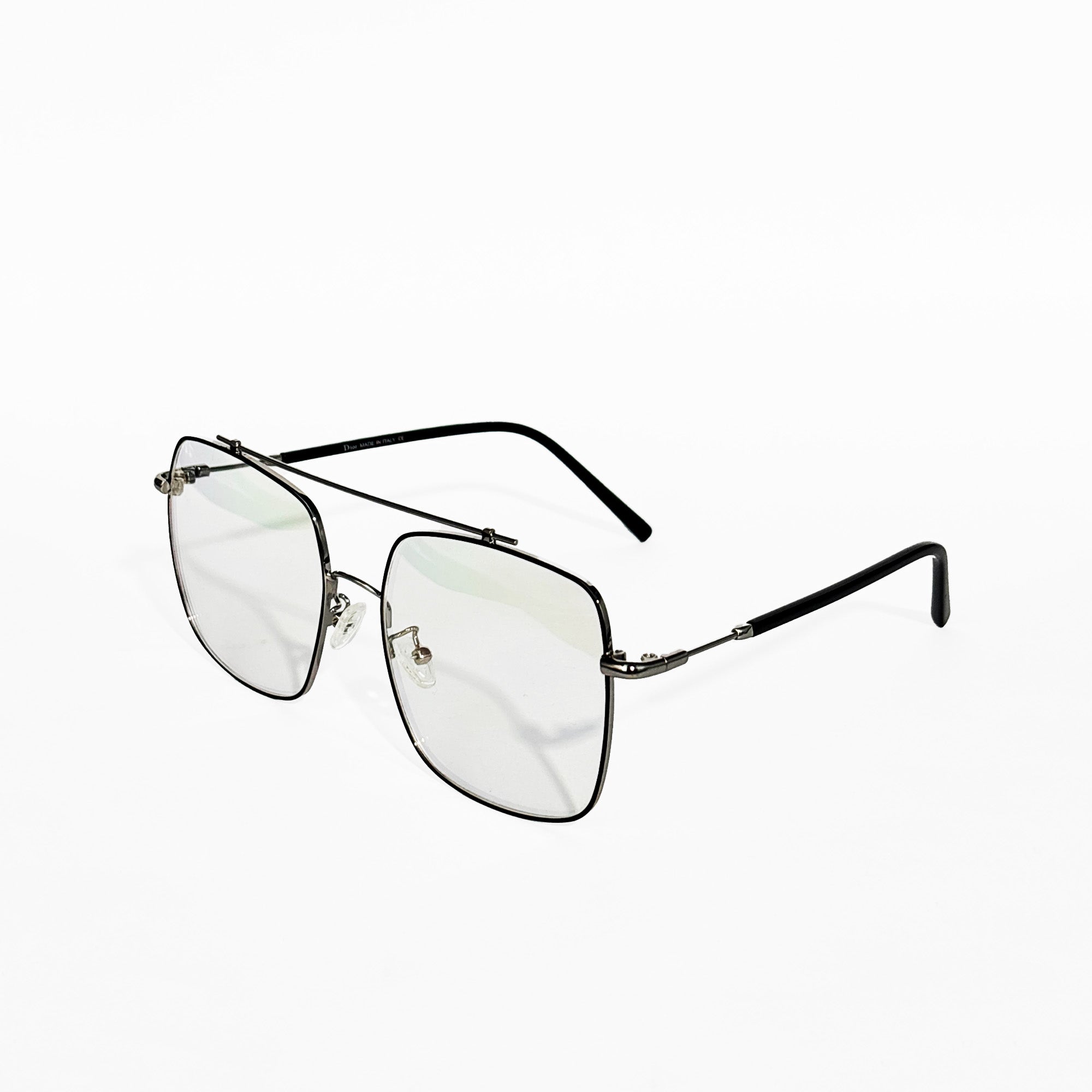 Slim Black Metal Rimless Square Glasses