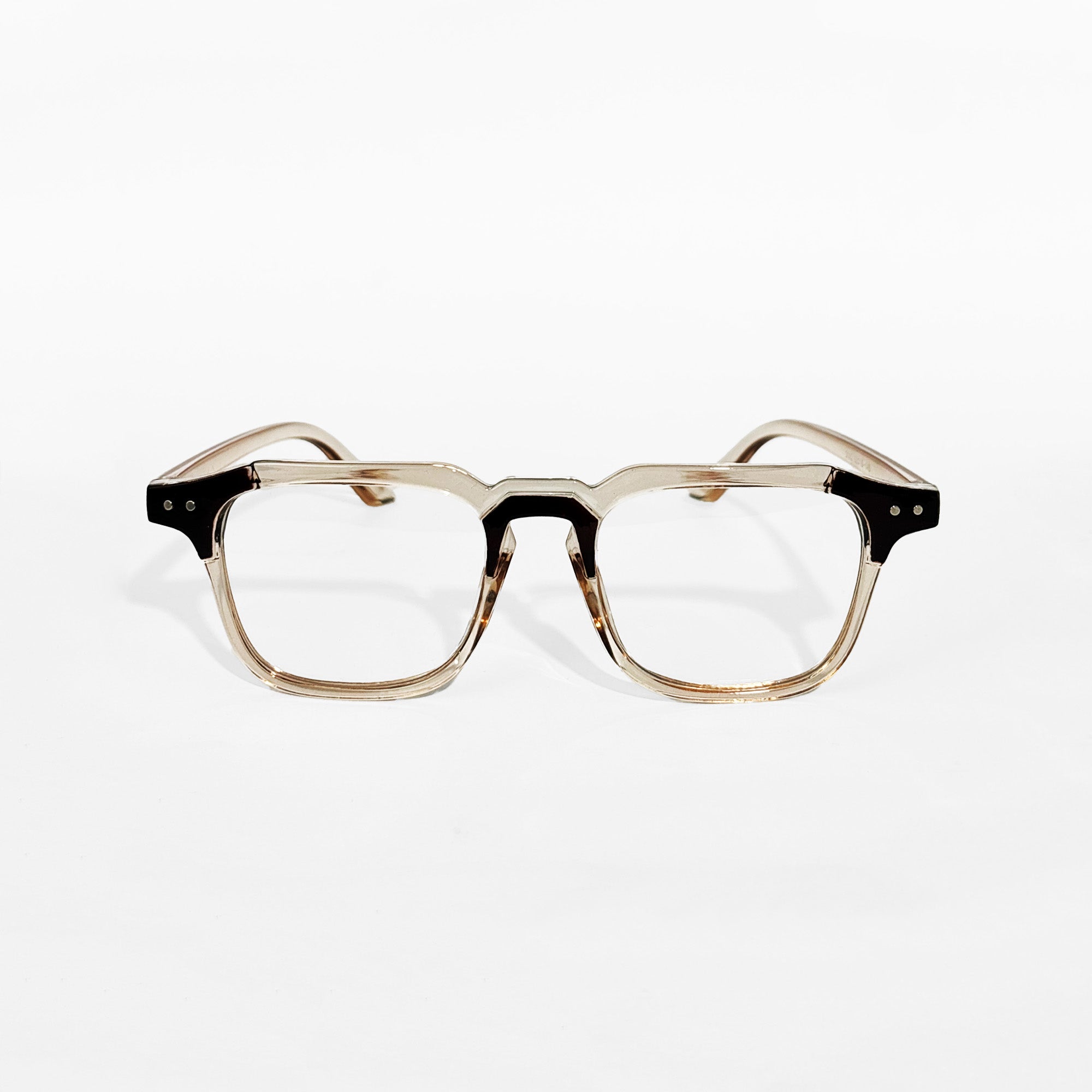 Transparent Black Accent Square Frame Glasses