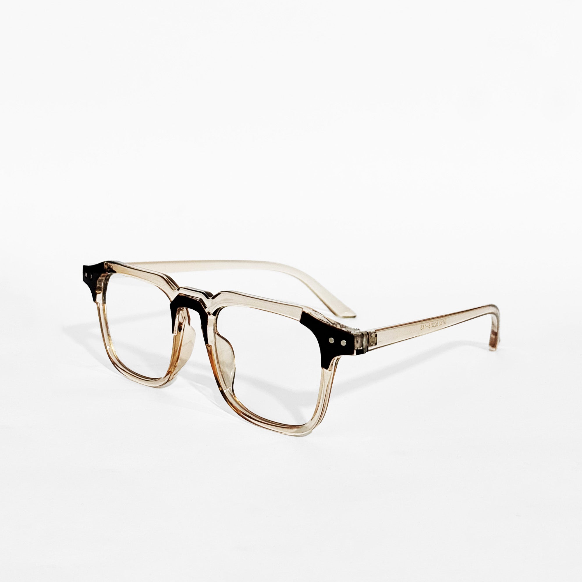 Transparent Black Accent Square Frame Glasses
