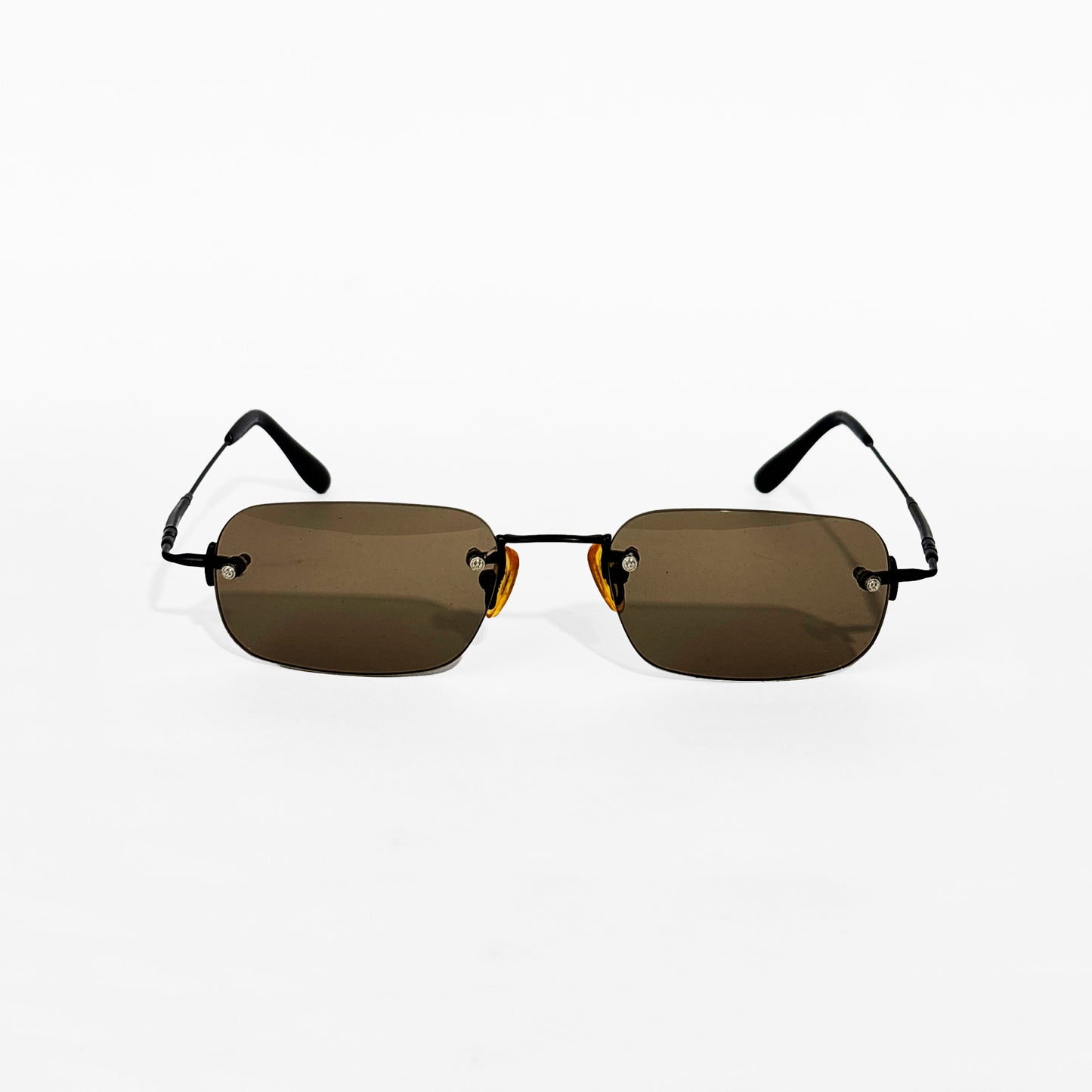 Brown Rimless Rectangle Sunglasses