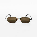 Brown Rimless Rectangle Sunglasses