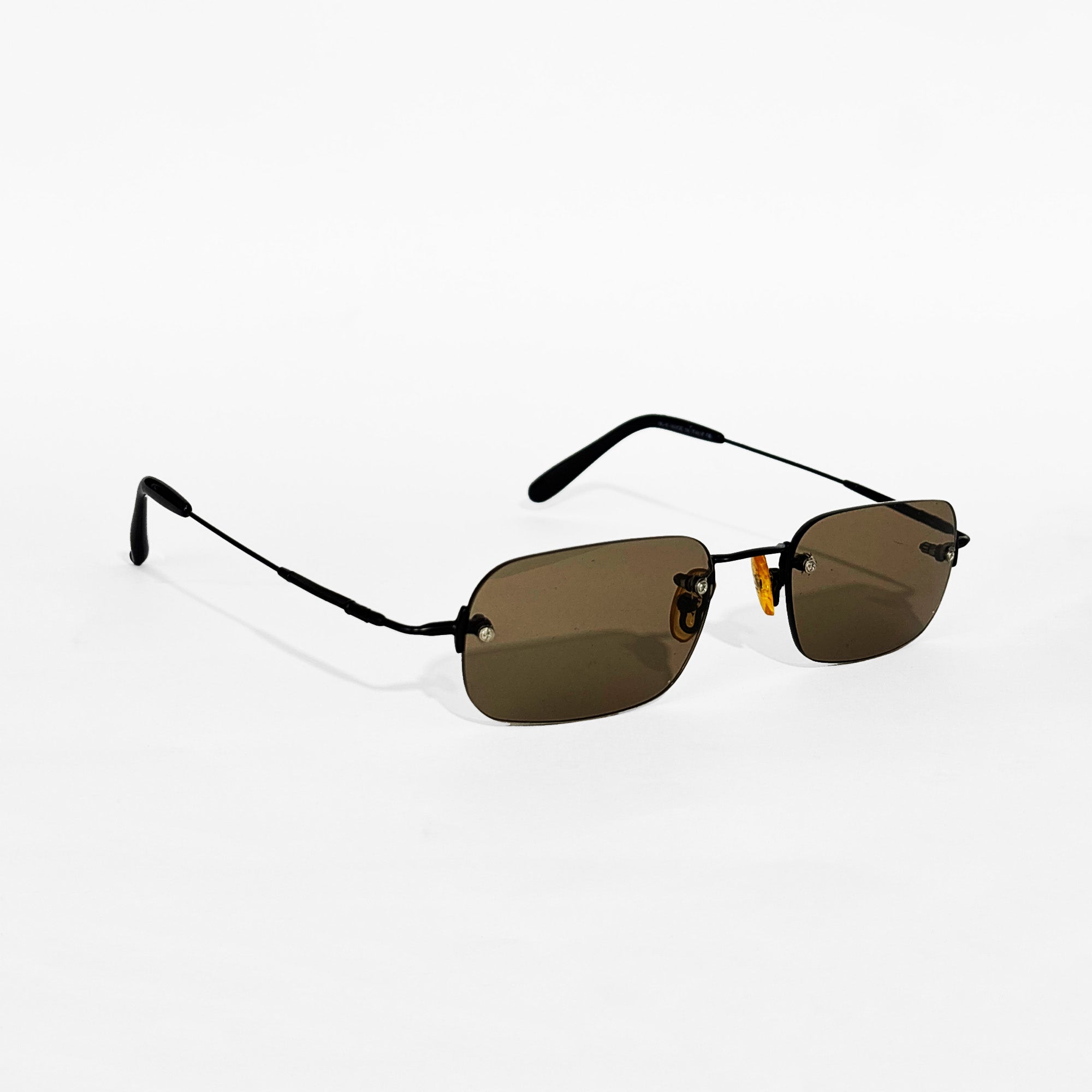 Brown Rimless Rectangle Sunglasses