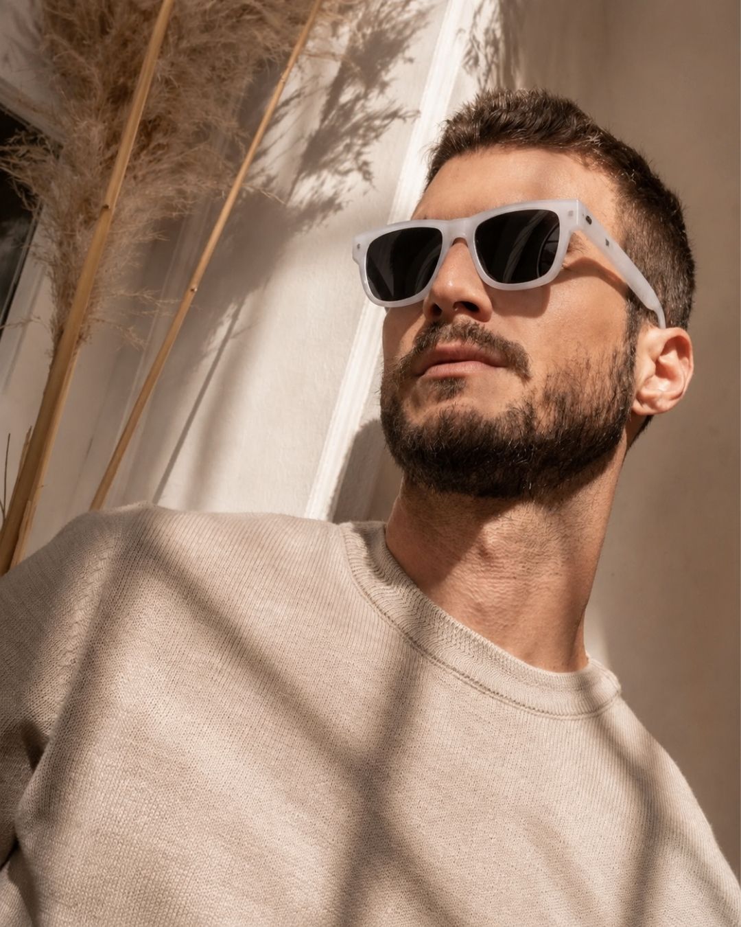 Arctic White Rectangle Sunglasses