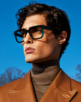 Black & Teal Bold Square Frame Glasses