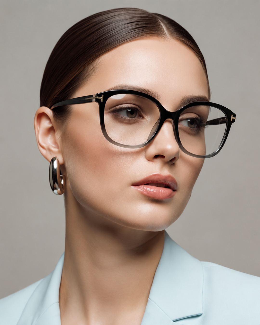 Black Transparent Cat Eye Frame Glasses