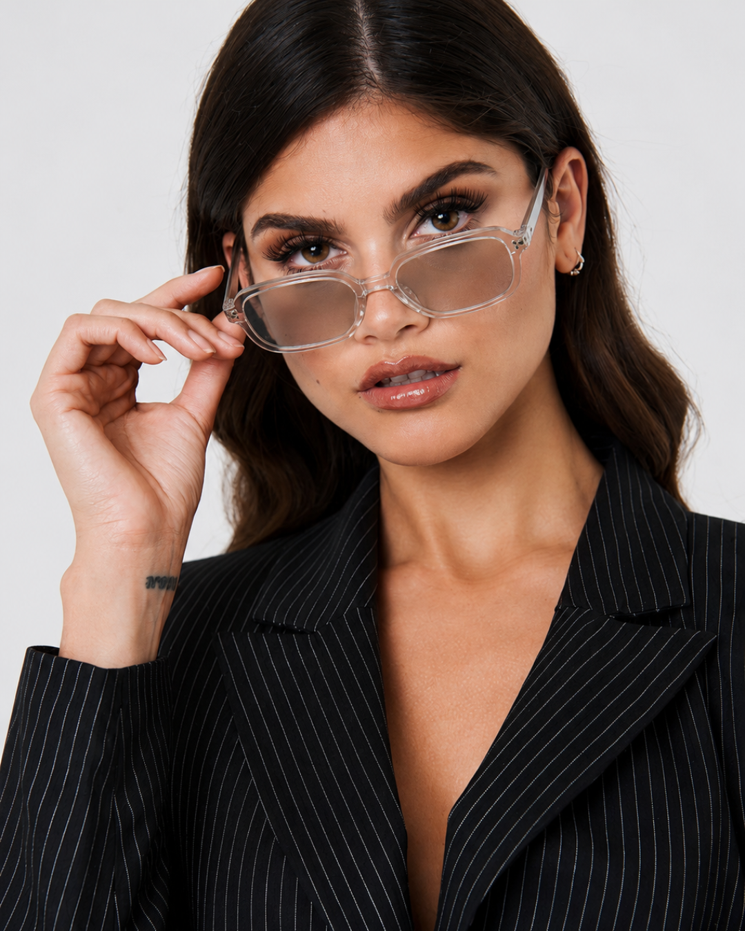 Crystal Clear Square Frame Eyeglasses