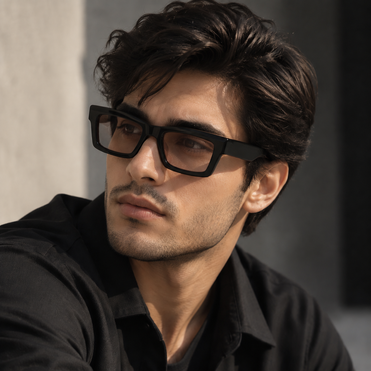 Urban Edge Rectangle Eyeglasses – Black