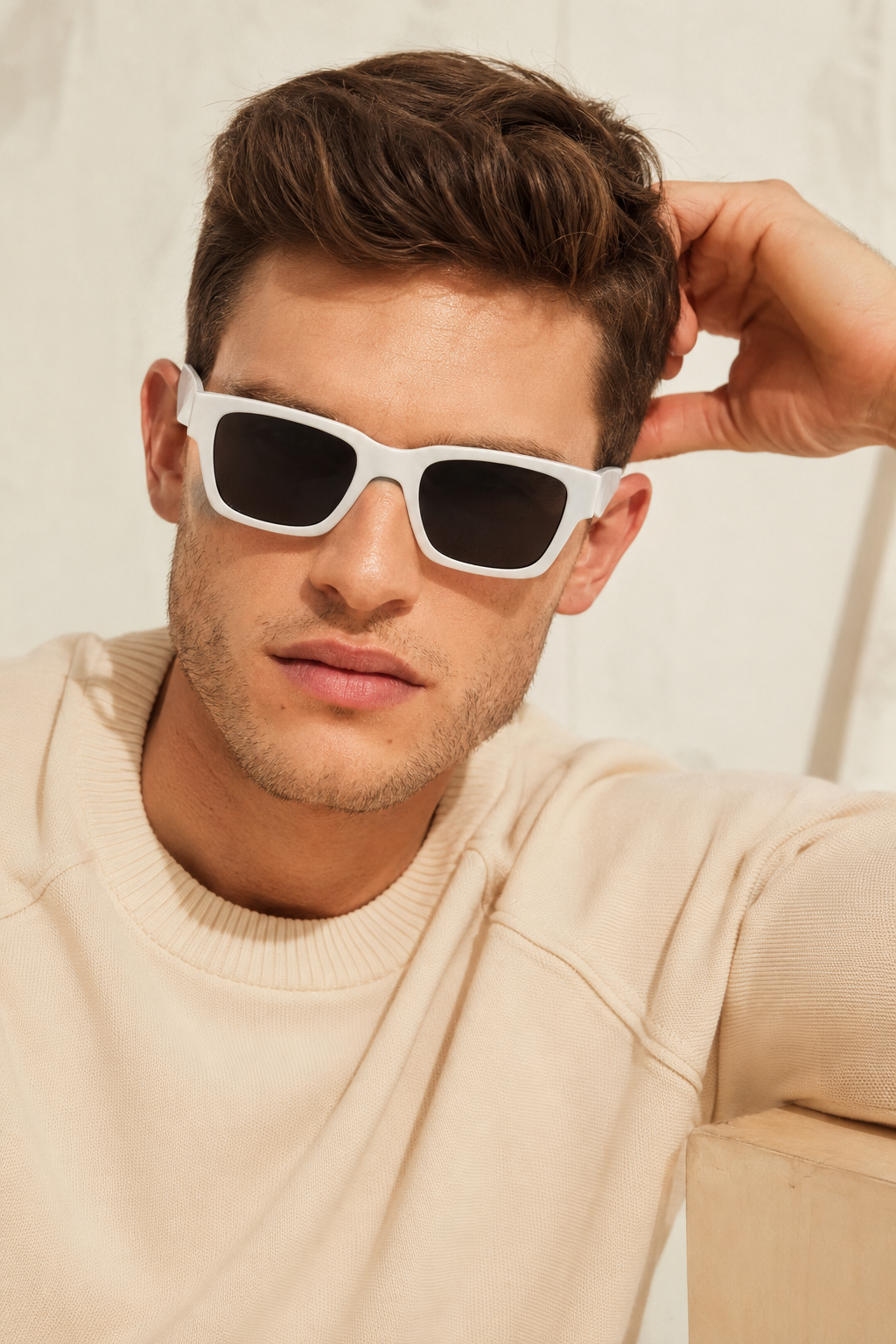 Aero Classic White Rectangle Sunglasses