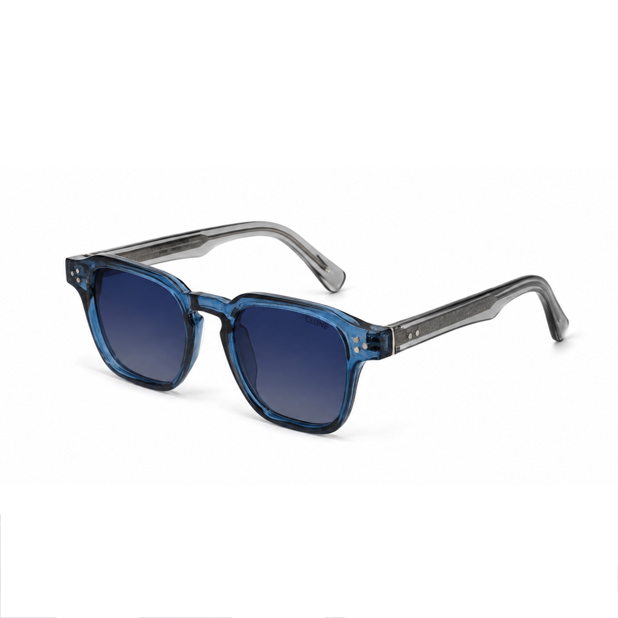 Ocean Blue Transparent Square Sunglasses