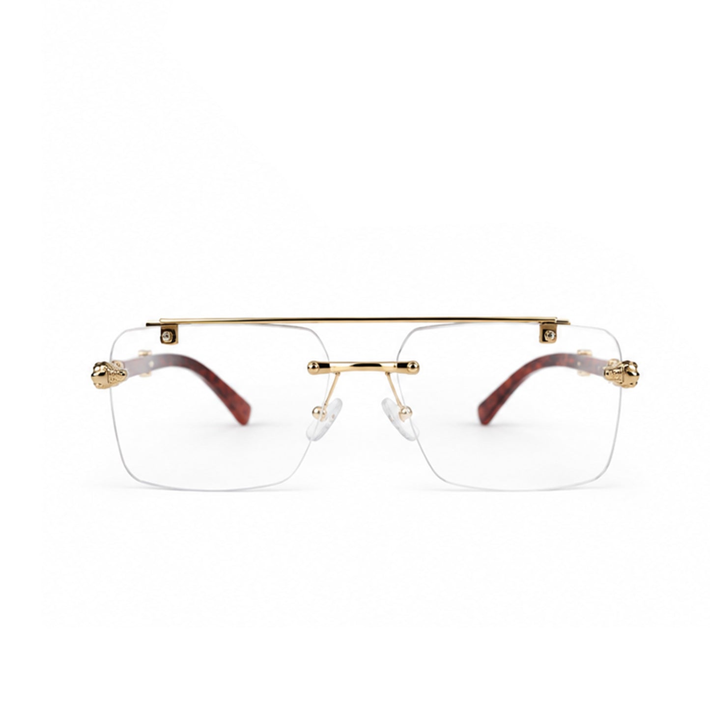 Luxury Rimless Square Eyeglasses , Gold &amp; Tortoise Edition