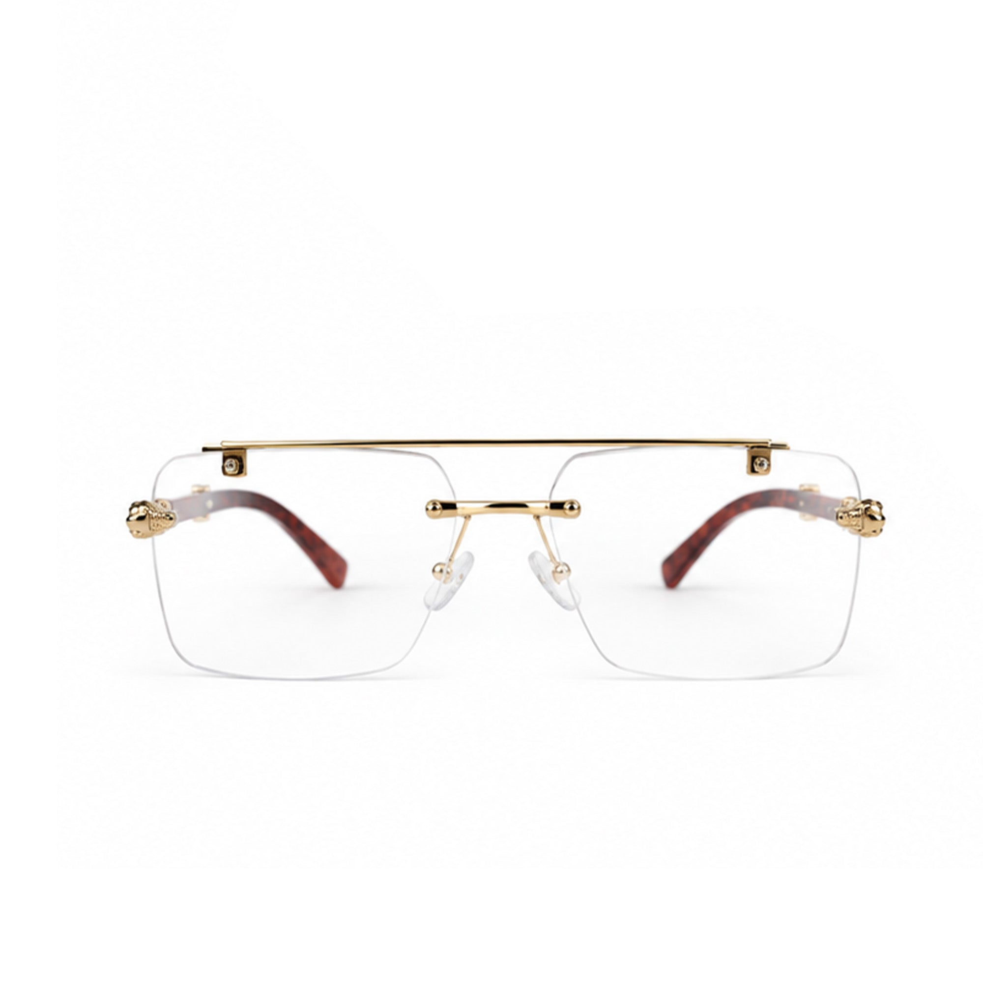 Luxury Rimless Square Eyeglasses , Gold &amp; Tortoise Edition