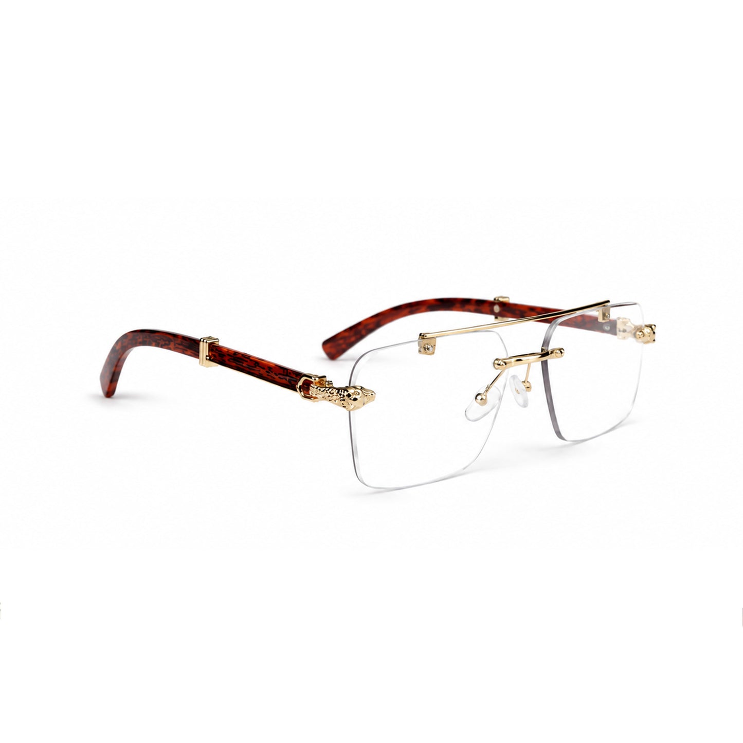Luxury Rimless Square Eyeglasses , Gold &amp; Tortoise Edition