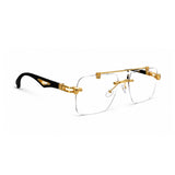 Luxury Rimless Gold Square Eyeglasses – Black Temple Edition