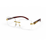 Luxury Rimless Gold Rectangle Eyeglasses – Red Tortoise Temples