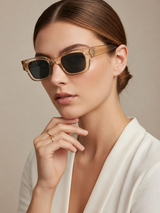 Classic Transparent Brown Square Sunglasses , UV400 Retro Shades