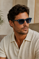 Ocean Blue Transparent Square Sunglasses