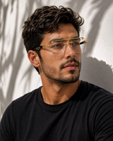 Luxury Rimless Gold Square Eyeglasses – Black Temple Edition
